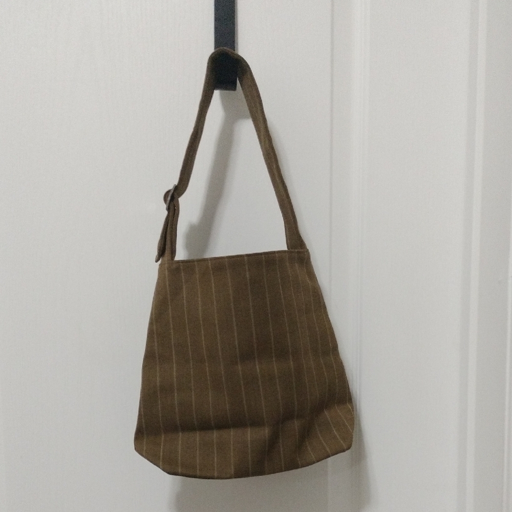 Lafayette 148 New York Beige Pinstripe Shoulder Bag